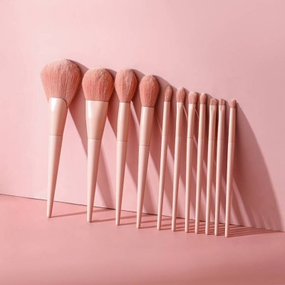 Beauty Tools Low MOQ Pink 11Pcs Cosmetics Makeup Brush Set Makeup Eye Face Fan brush