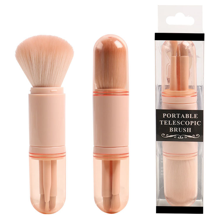 High Quality Portable Cosmetic Makeup Brushes 4 in 1 Retractable Facial Powder Brush Eye shadow Brush