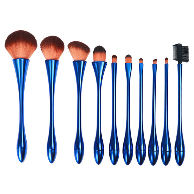 High quality makeup brush 10pcs colorful slim waist makeup brushes set for facial cosmetic