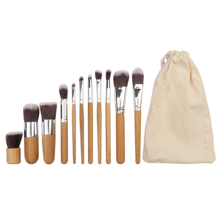 Wholesale 11 Pcs Bamboo Make Up Brush Set Foundation Brushes Makeup Brushes For Beauty