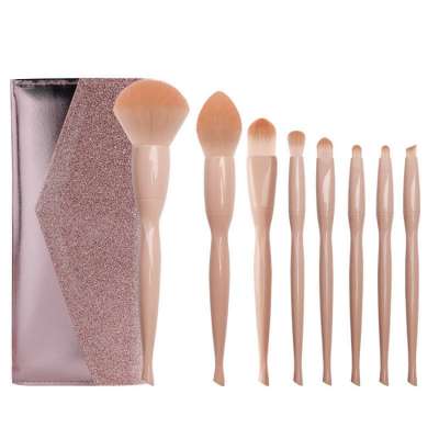 Fashion design beauty make up tools 8pcs makeup brushes set slim sexy waist shape handle bushes