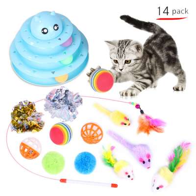 Interesting pet cat toy set plush mouse ball cat tunnel 14 pcs toys for cats