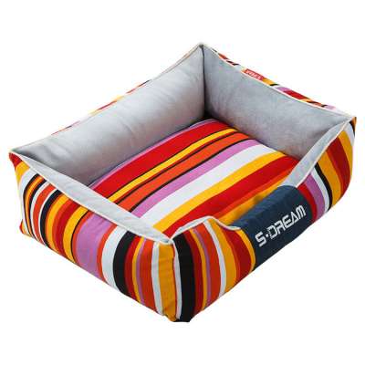 Luxury Striped Pet Beds For Large Dogs