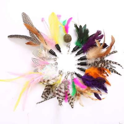 Hot Sale Cat Feather Toy Interactive Pet Cat Toys Funny Cat Teaser Wand Toy Set (12Pcs/16Pcs/Pack)